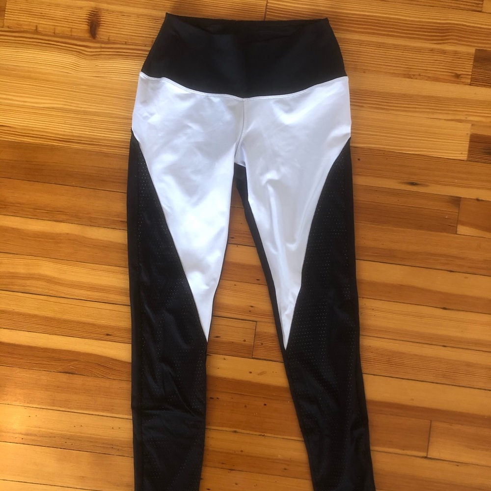 Black and white mesh full length leggings